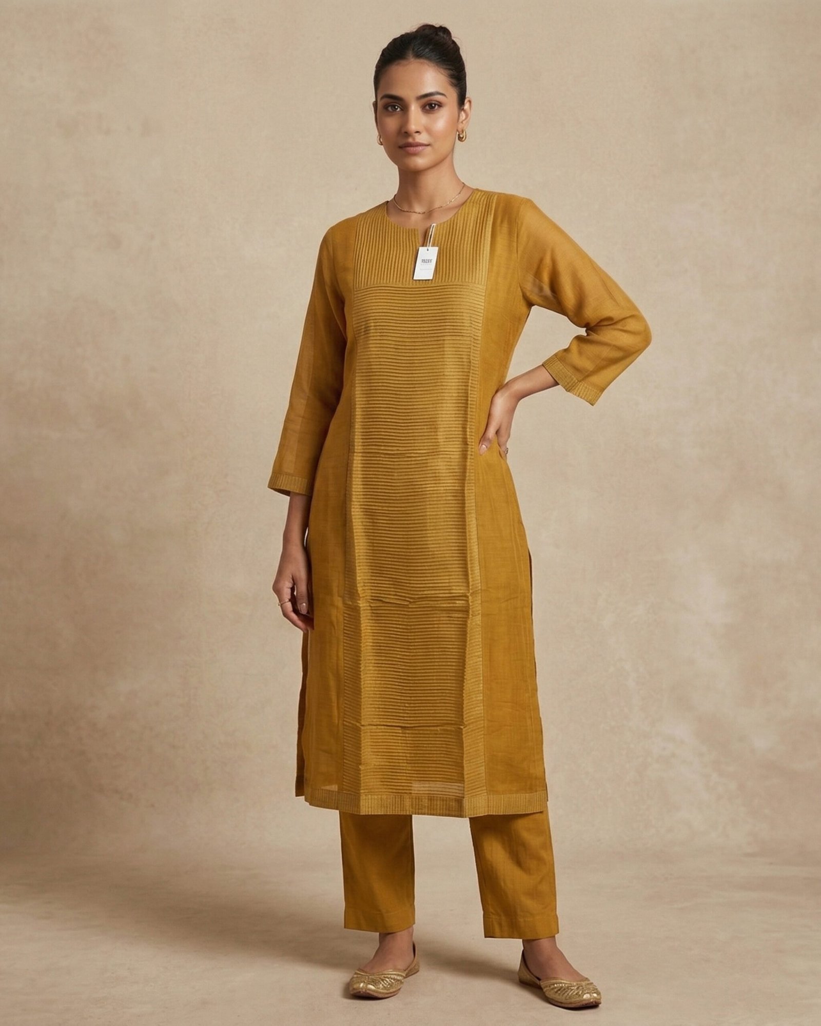 Premium Mul Chanderi 3 Piece Suit Set (Kurta, Pant & Dupatta) - Image 3