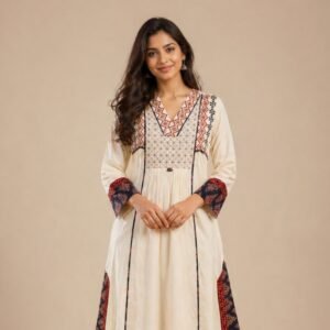 Jute cotton Ajrak print suit..