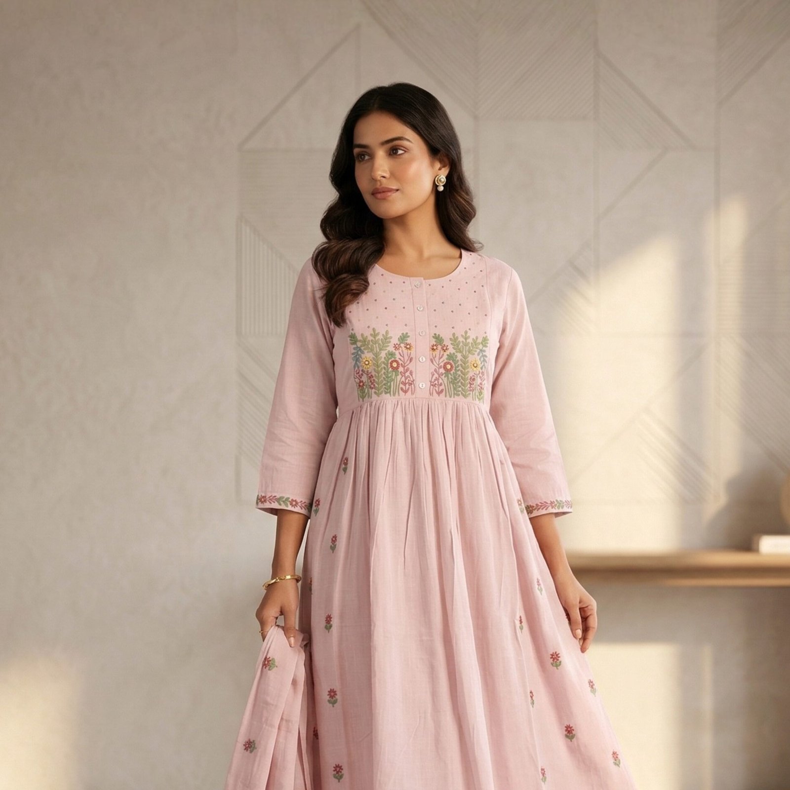 Light pink mul cotton set