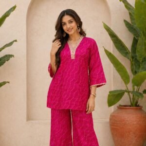 Magenta Bandhani Set