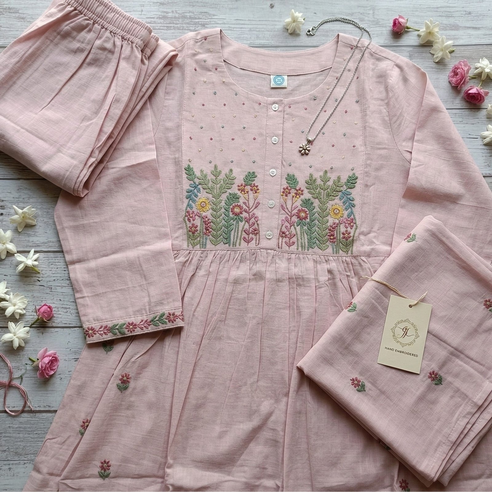 Light pink mul cotton set - Image 2